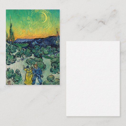 Vincent van Gogh - Moonlit Landschap met Paars Notitiekaartje (Voorkant / Achterkant)