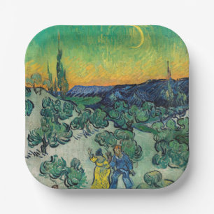 Vincent van Gogh - Moonlit Landschap met Paars Papieren Bordje