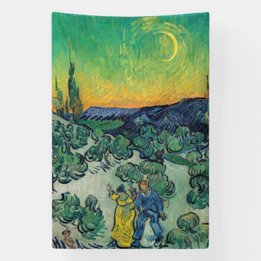Vincent van Gogh - Moonlit Landschap met Paars Spandoek (Verticaal)