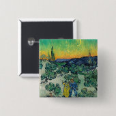 Vincent van Gogh - Moonlit Landschap met Paars Vierkante Button 5,1 Cm (Voorkant /achterkant)