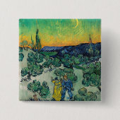 Vincent van Gogh - Moonlit Landschap met Paars Vierkante Button 5,1 Cm (Voorkant)