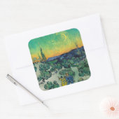 Vincent van Gogh - Moonlit Landschap met Paars Vierkante Sticker (Envelop)