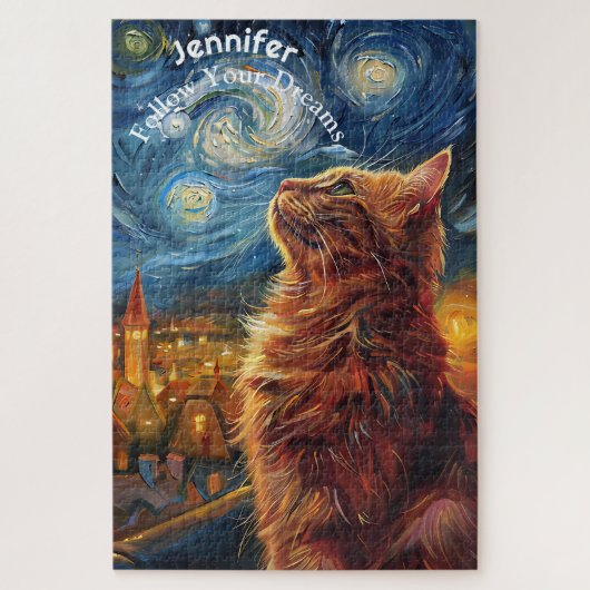 Vincent van Gogh Motivatie kattenpuzzel Legpuzzel (Verticaal)