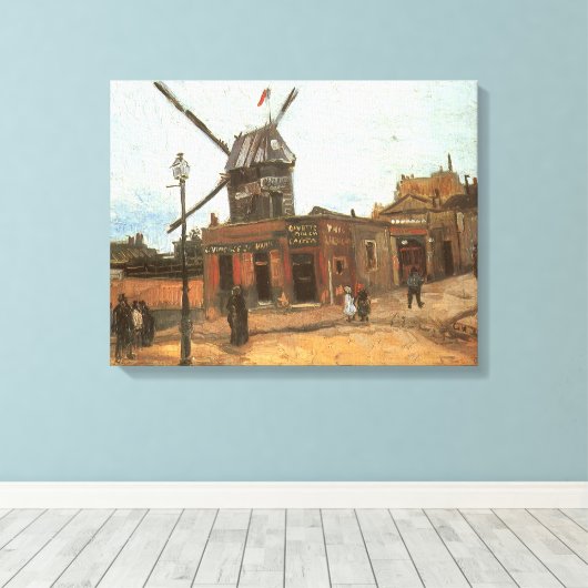 Vincent van Gogh - Moulin de la Galette, Molen Canvas Afdruk (Insitu (Houten vloer))