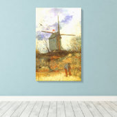 Vincent van Gogh - Moulin de la Galette, molen Canvas Afdruk (Insitu (Houten vloer))
