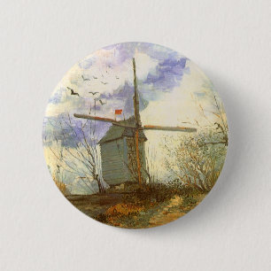 Vincent van Gogh - Moulin de la Galette, Molen Ronde Button 5,7 Cm