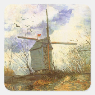 Vincent van Gogh - Moulin de la Galette, Windmolen Vierkante Sticker