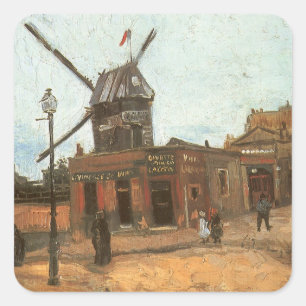Vincent van Gogh - Moulin de la Galette, Windmolen Vierkante Sticker