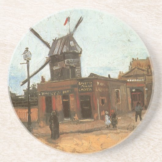 Vincent van Gogh - Moulin de la Galette, Windmolen Zandsteen Onderzetter (Voorkant)