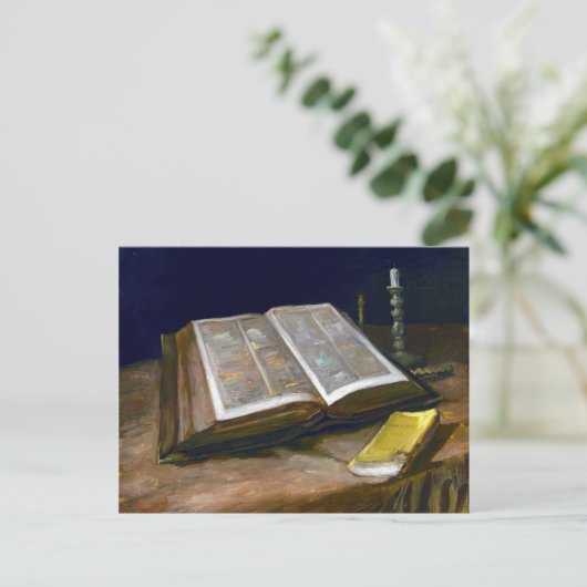 Vincent van Gogh, nog steeds in leven met bijbel Briefkaart (Staand voorkant)
