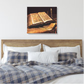 Vincent van Gogh - nog steeds leven met bijbel Canvas Afdruk (Insitu (Slaapkamer))