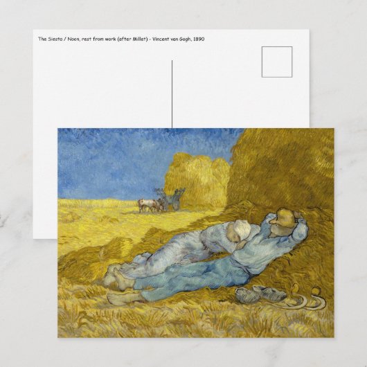 Vincent Van Gogh - Noon, rest van het werk / Siest Briefkaart (Voorkant / Achterkant)
