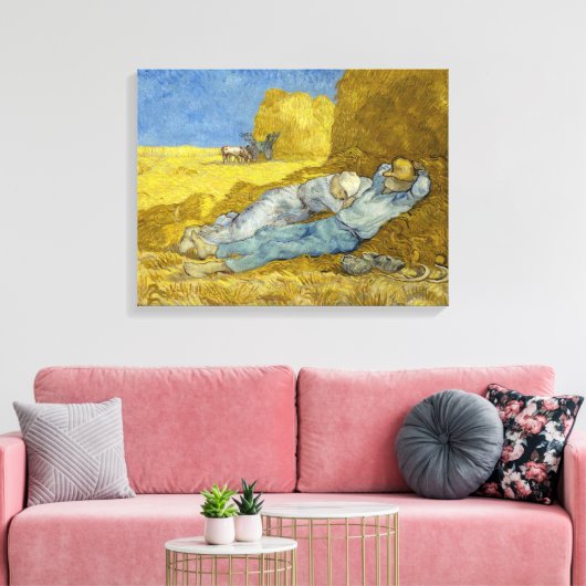 Vincent Van Gogh - Noon, rest van het werk / Siest Canvas Afdruk (Insitu (Woonkamer))