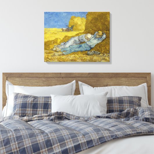 Vincent Van Gogh - Noon, rest van het werk / Siest Canvas Afdruk (Insitu (Slaapkamer))
