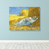 Vincent Van Gogh - Noon, rest van het werk / Siest Canvas Afdruk (Insitu (Houten vloer))