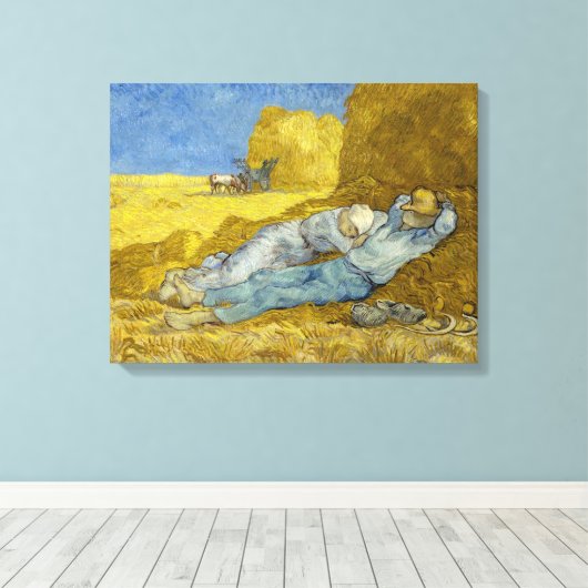 Vincent Van Gogh - Noon, rest van het werk / Siest Canvas Afdruk (Insitu (Houten vloer))