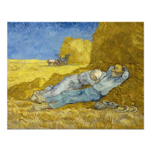 Vincent Van Gogh - Noon, rest van het werk / Siest Foto Afdruk (Voorkant)