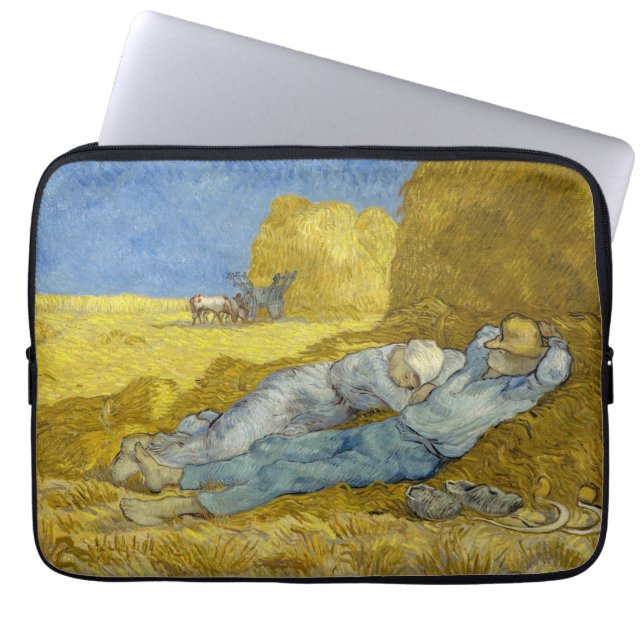 Vincent Van Gogh - Noon, rest van het werk / Siest Laptop Sleeve (Voorkant)