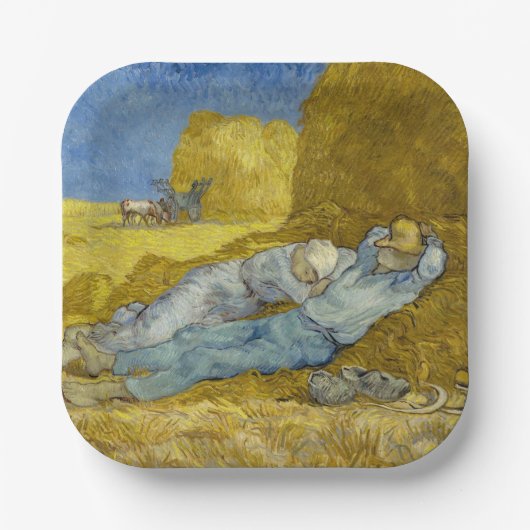 Vincent Van Gogh - Noon, rest van het werk / Siest Papieren Bordje (Voorkant)