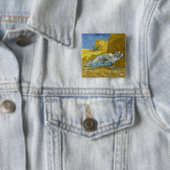 Vincent Van Gogh - Noon, rest van het werk / Siest Vierkante Button 5,1 Cm (In situ)