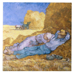 Vincent van Gogh   Noon, The Siesta, after Millet Tegeltje