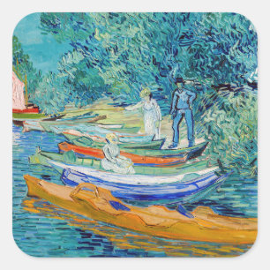 Vincent van Gogh - Oever van de Oise bij Auvers Vierkante Sticker