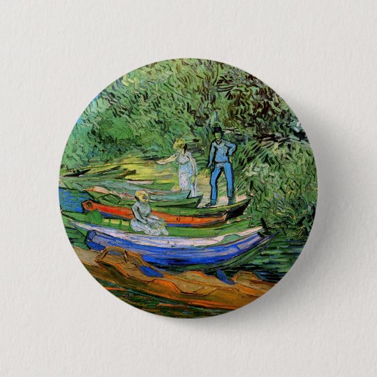 Vincent van Gogh - Oise bij Auvers Ronde Button 5,7 Cm (Voorkant)