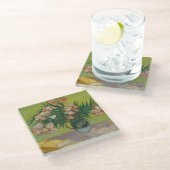 Vincent Van Gogh Oleander bloemenschilderij Glazen Onderzetter (Schuin)