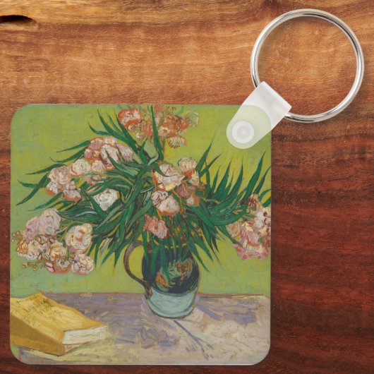Vincent Van Gogh Oleander bloemenschilderij Sleutelhanger (Achterkant)