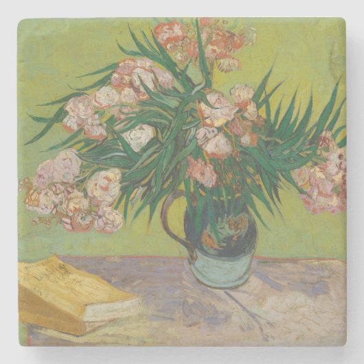 Vincent Van Gogh Oleander bloemenschilderij Stenen Onderzetter (Voorkant)