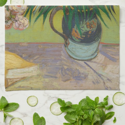 Vincent Van Gogh Oleander bloemenschilderij Theedoek (Gevouwen)