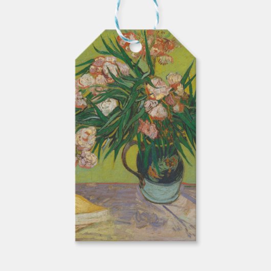 Vincent Van Gogh Oleander bloemschilderij Cadeaulabel (Voorkant)