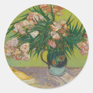 Vincent Van Gogh oleander bloemschilderij Ronde Sticker