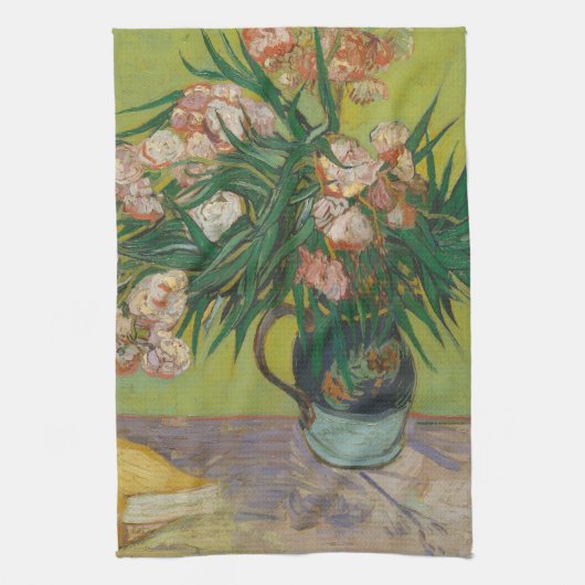 Vincent Van Gogh oleander bloemschilderij Theedoek (Verticaal)