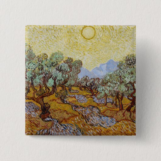 Vincent van Gogh | Olijfbomen, 1889 Vierkante Button 5,1 Cm (Voorkant)