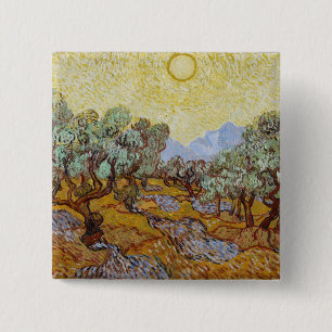 Vincent van Gogh   Olijfbomen, 1889 Vierkante Button 5,1 Cm