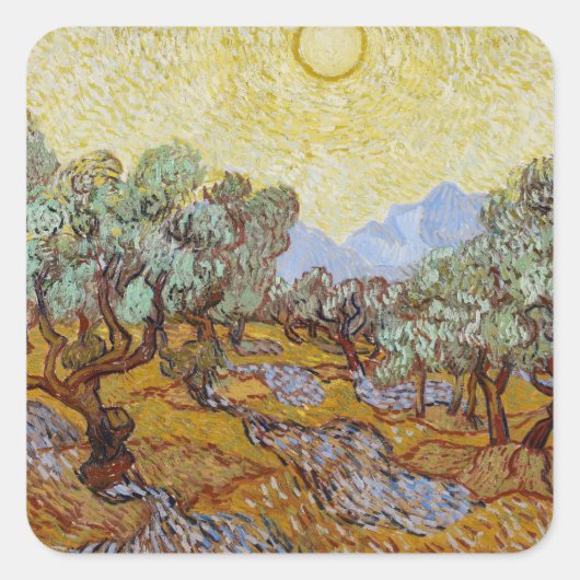 Vincent van Gogh | Olijfbomen, 1889 Vierkante Sticker (Voorkant)