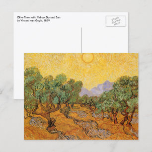 Vincent van Gogh - Olijfbomen, Gele Lucht en Zon Briefkaart