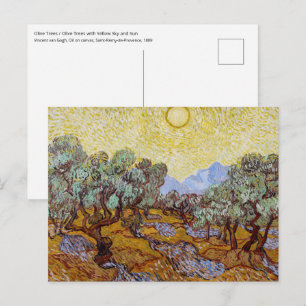 Vincent van Gogh - Olijfbomen, Gele Lucht en Zon Briefkaart