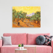Vincent van Gogh - Olijfbomen, Gele Lucht en Zon Canvas Afdruk (Insitu (Woonkamer))