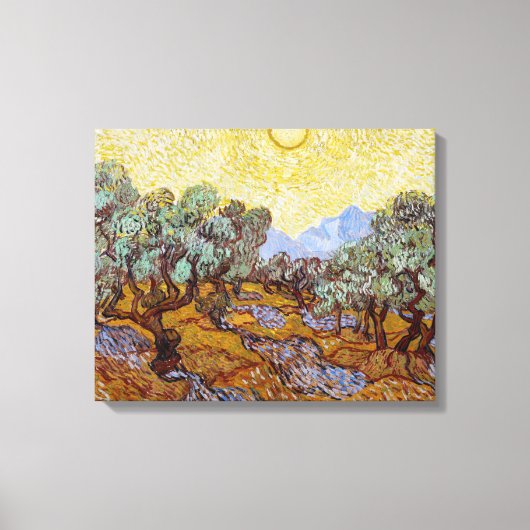 Vincent van Gogh - Olijfbomen, Gele Lucht en Zon Canvas Afdruk (Voorkant)