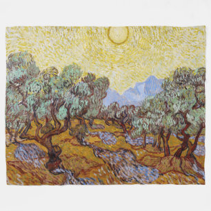 Vincent van Gogh - Olijfbomen, Gele Lucht en Zon Fleece Deken