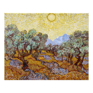 Vincent van Gogh - Olijfbomen, Gele Lucht en Zon Foto Afdruk