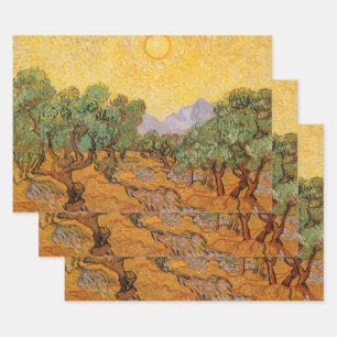 Vincent van Gogh - Olijfbomen, Gele Lucht en Zon Inpakpapier Vel