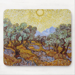 Vincent van Gogh - Olijfbomen, Gele Lucht en Zon Muismat