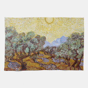 Vincent van Gogh - Olijfbomen, Gele Lucht en Zon Theedoek