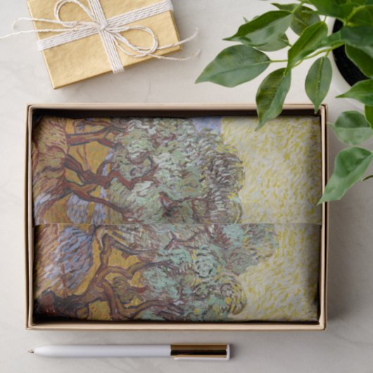 Vincent van Gogh - Olijfbomen, Gele Lucht en Zon Tissuepapier (Geschenk)