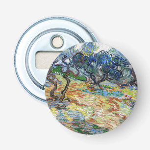 Vincent van Gogh - Olijfbomen: helderblauwe lucht Button Flesopener