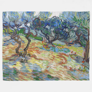 Vincent van Gogh - Olijfbomen: helderblauwe lucht Fleece Deken