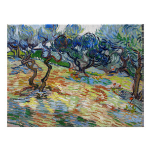 Vincent van Gogh - Olijfbomen: helderblauwe lucht Perfect Poster